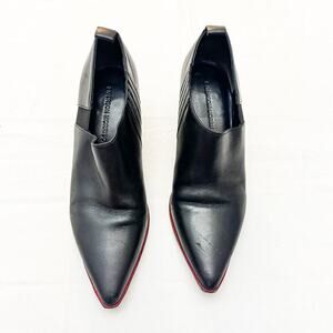 Sigerson Morrison Black Ankle Bootie Low Cut Slip On Leather Size 7.5